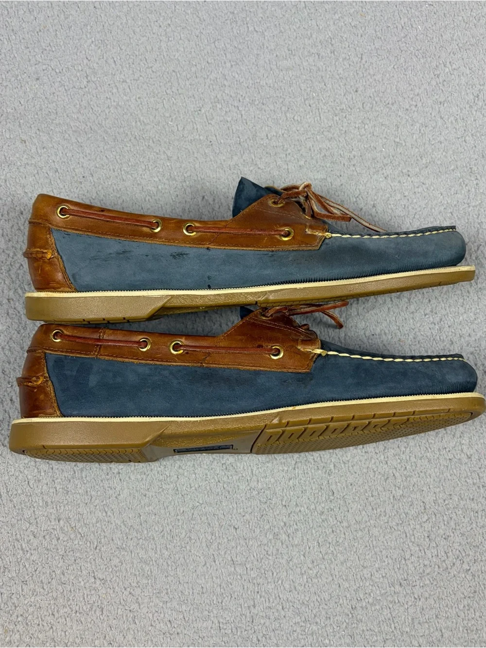 Brooks Brothers Navy and Brown Men’s Boat Shoes Size 12 D